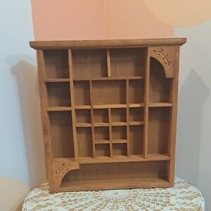 Rustic Brown Wooden Wall Trinket Shelf